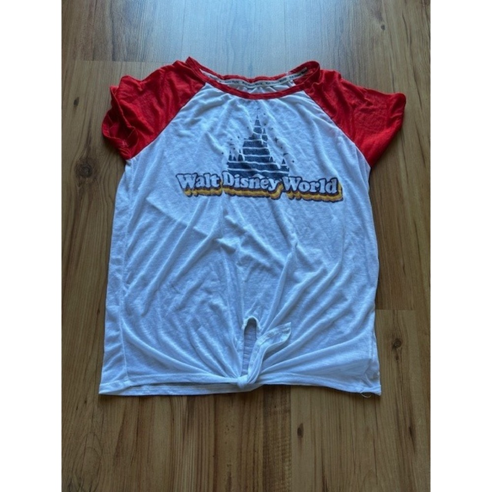 Walt Disney World Raglan Tee Red‎ White Adult Medium Lightweight